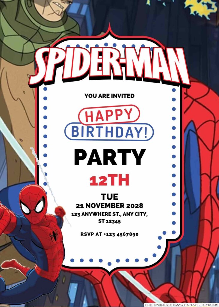 Free Editable Spiderman Birthday Invitation
