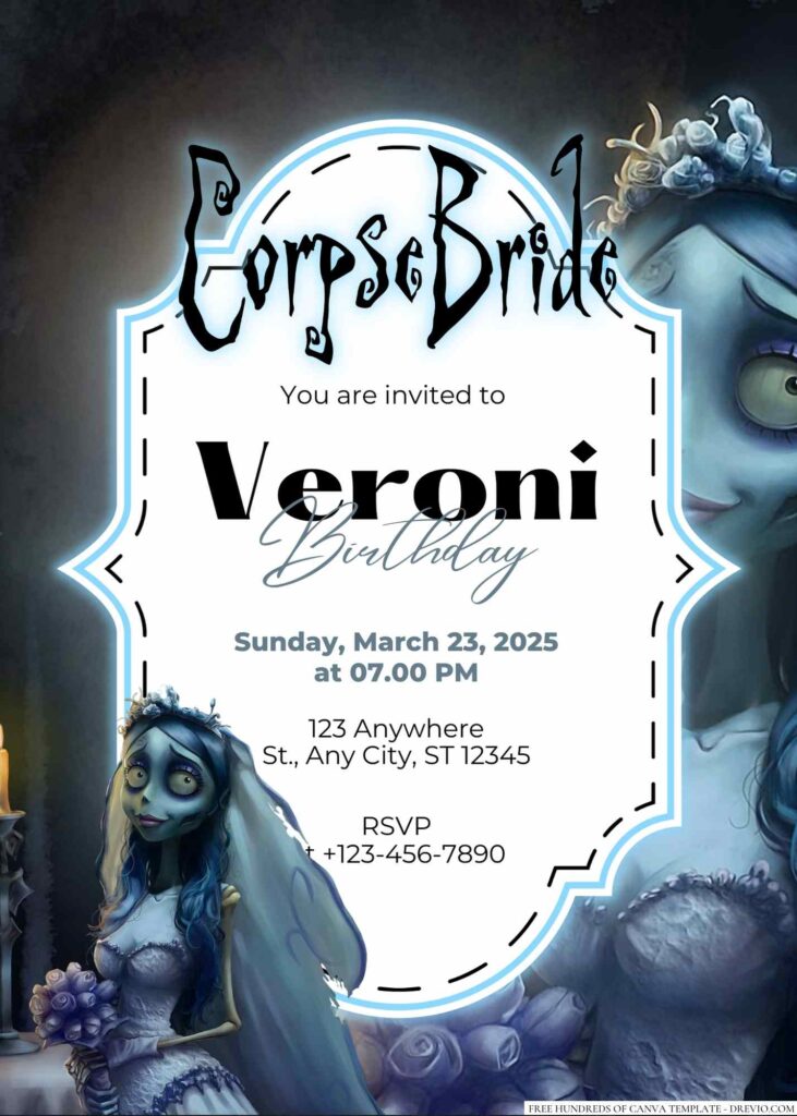 Free Editable Corpse Bride Birthday Invitation