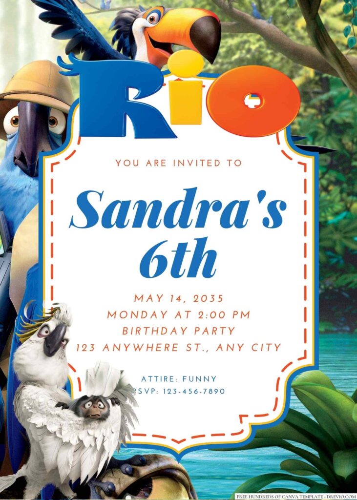 Free Editable Rio Birthday Invitation