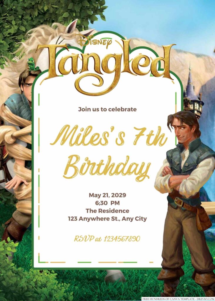 Free Editable Flynn Rider Tangled Birthday invitation