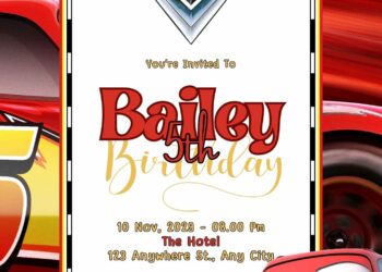 Free Editable Lightning McQueen from Cars Birthday invitation