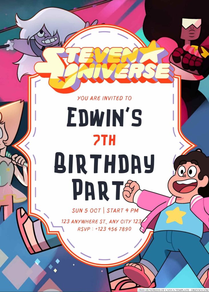Free Editable Steven Universe Birthday Invitation