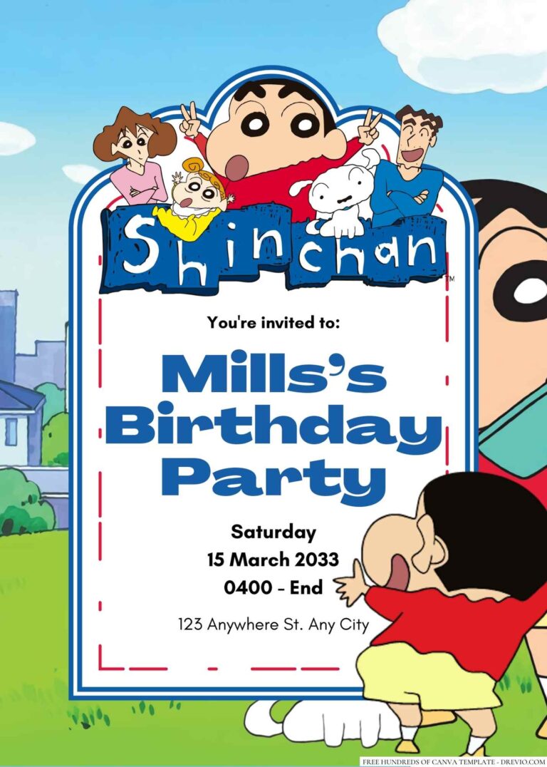 Shin Chan Birthday Invitation