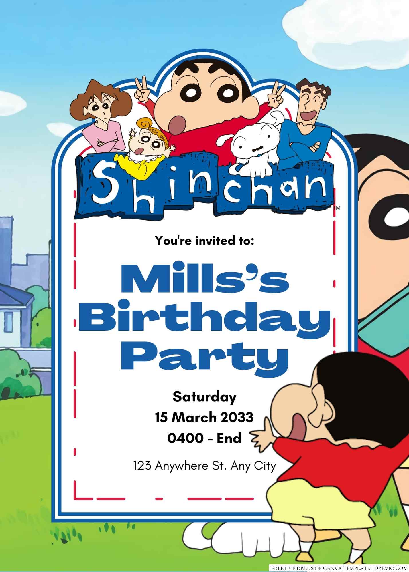 UPDATED 14+ Shin Chan Birthday Invitation (Free Canva Template Inside)