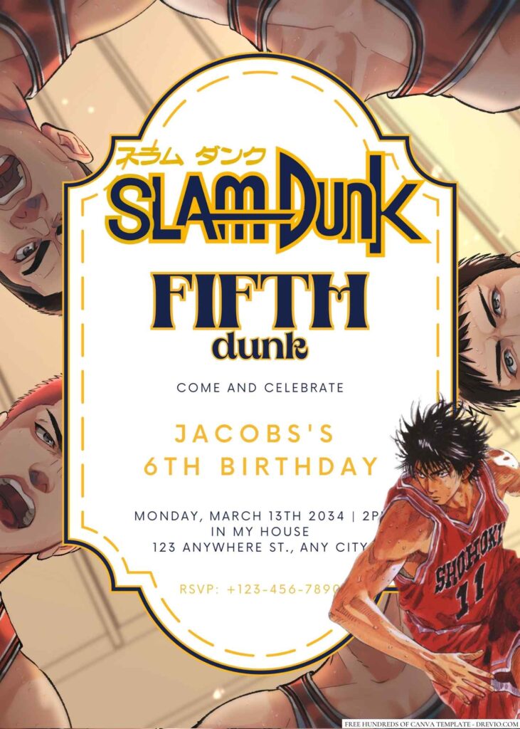 Slam Dunk Birthday Invitation