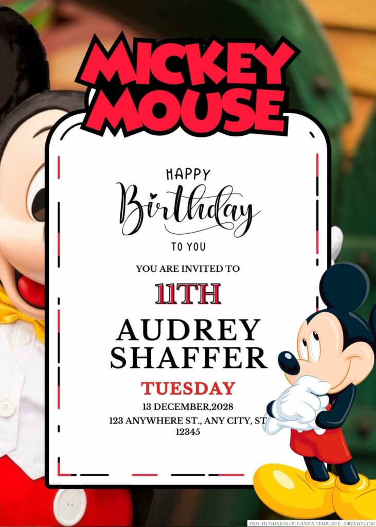 Free Editable Mickey Mouse Birthday Invitation