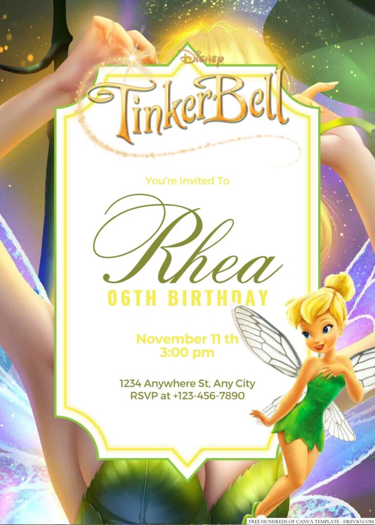 Free Editable Tinker Bell Birthday invitation
