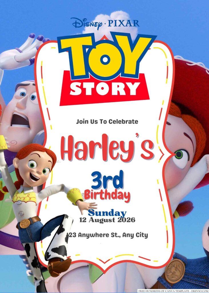 Free Editable Jessie from Toy Story Birthday Invitation