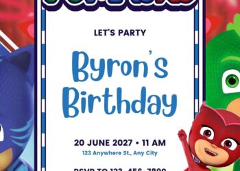 Free Editable PJ Masks Birthday Invitation