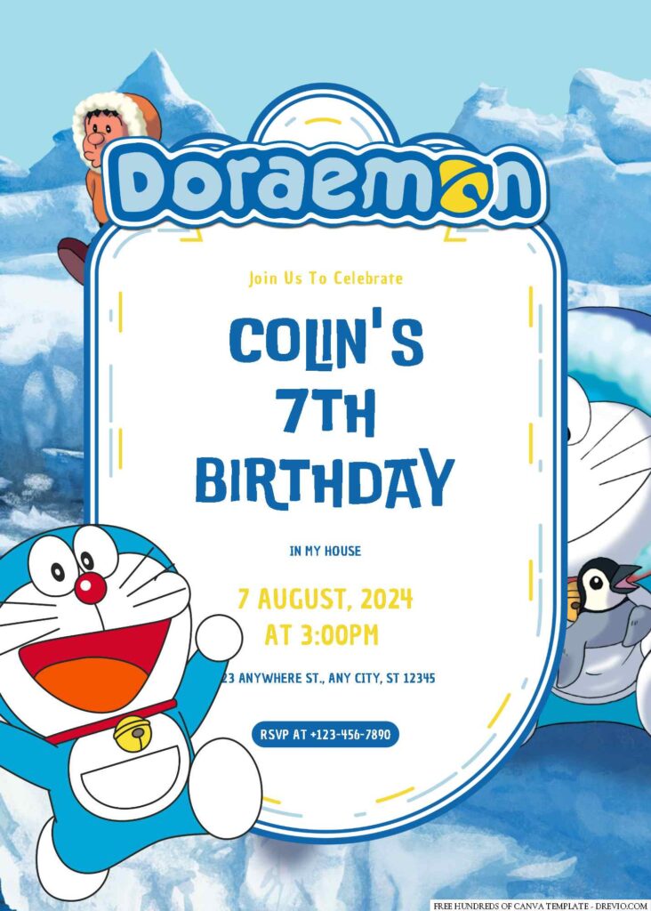 Free Editable Doraemon Birthday Invitation