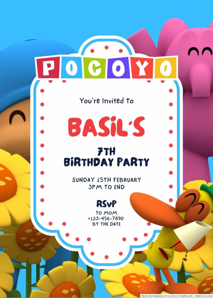 Free Editable Pocoyo Birthday Invitation
