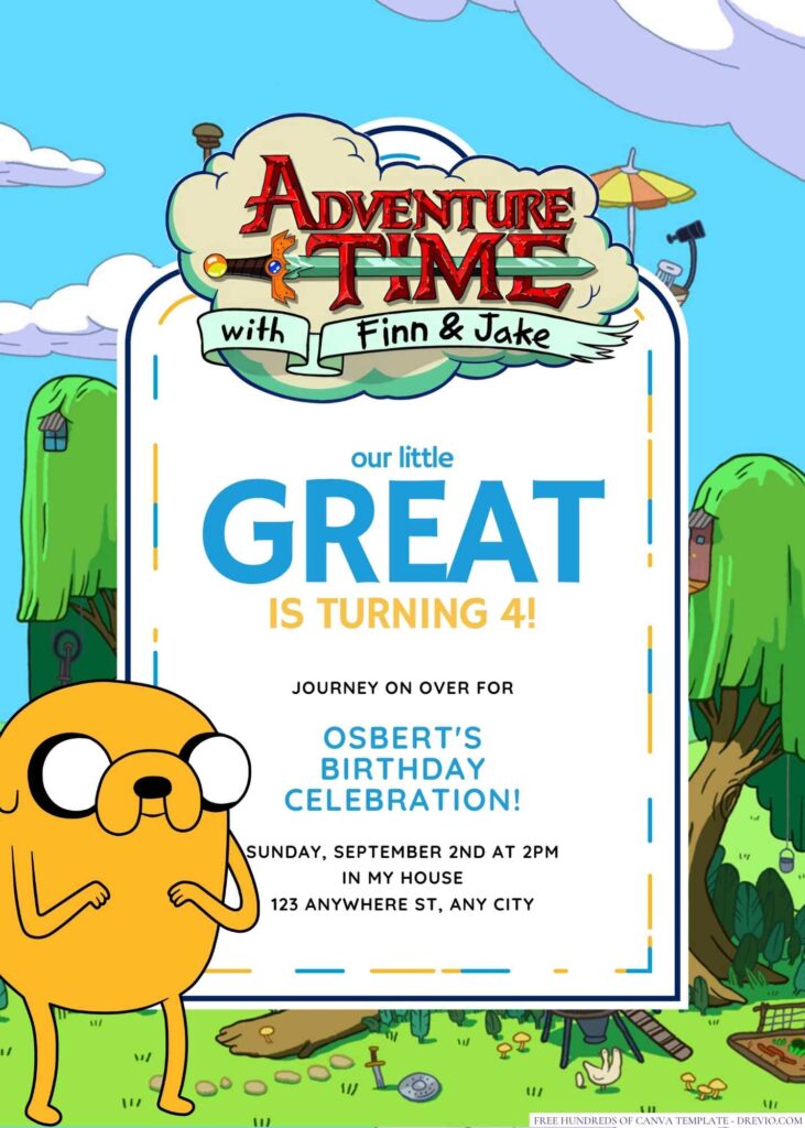 Free Editable Adventure Time Birthday Invitation
