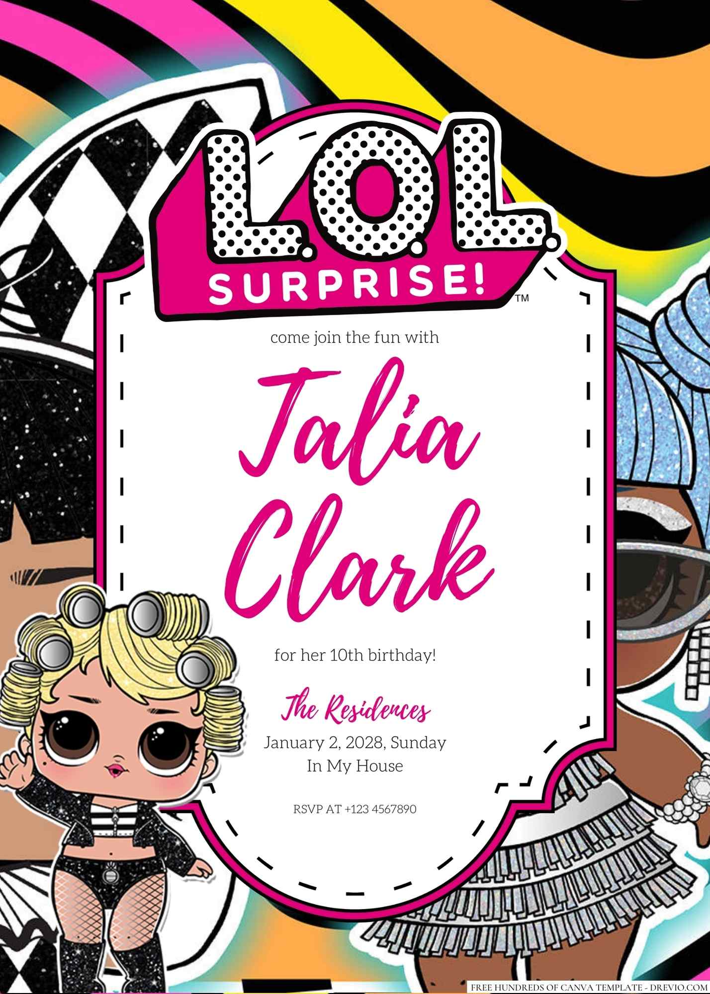 Free Editable L.O.L. Surprise! Birthday Invitation