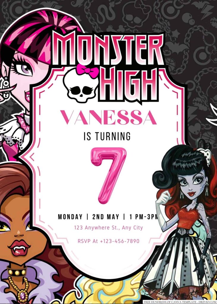 Free Editable Monster High Birthday Invitation