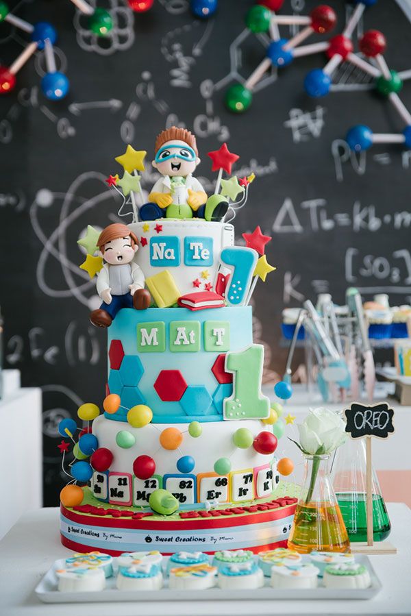 Jimmy Neutron Canva birthday invite surrounded by laboratory icons, satellites, space stars, electric sparks, and bright futuristic graphics