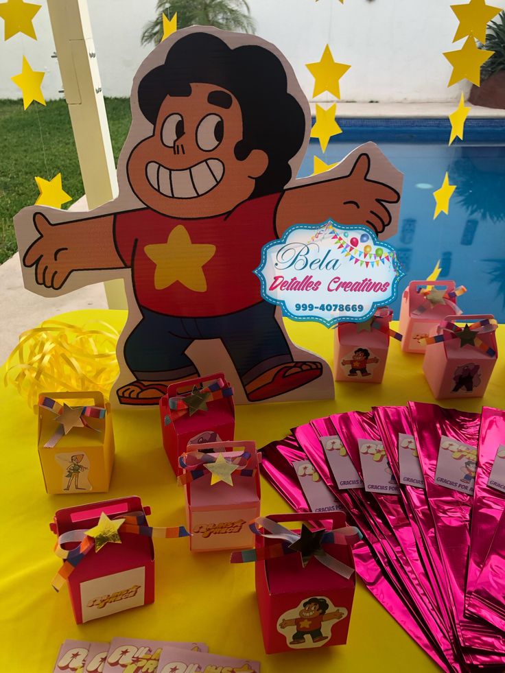 Steven Universe invitation template with colorful gem illustrations, cosmic sparkles, and modern party typography