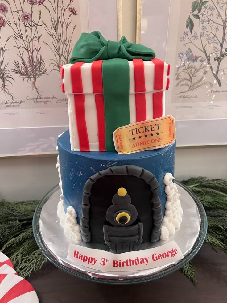 Kids Polar Express birthday party invitation design with North Pole train theme, railway elements, hot cocoa details, and snowy accents