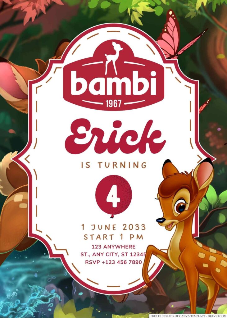 Bambi Birthday Invitation