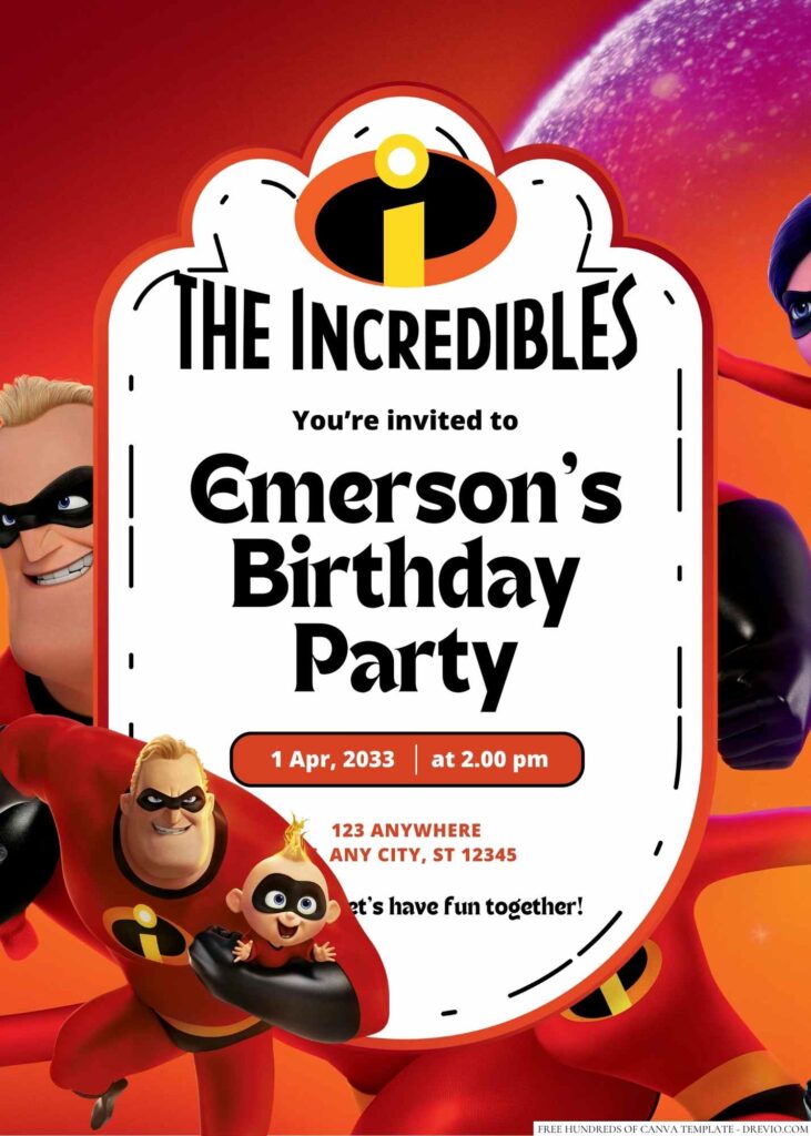 The Incredibles Birthday Invitation
