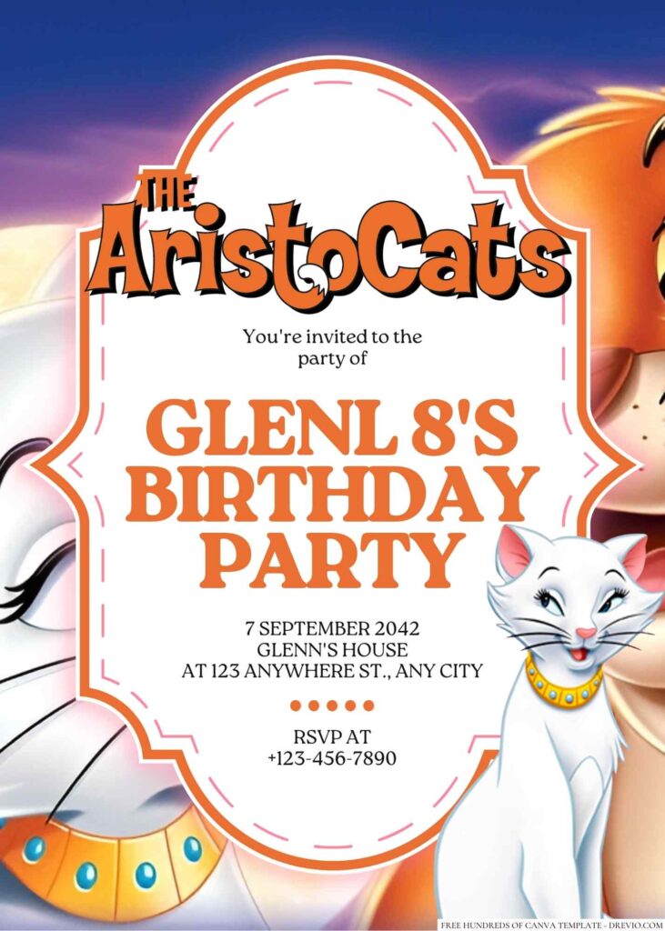 The Aristocats Birthday Invitation