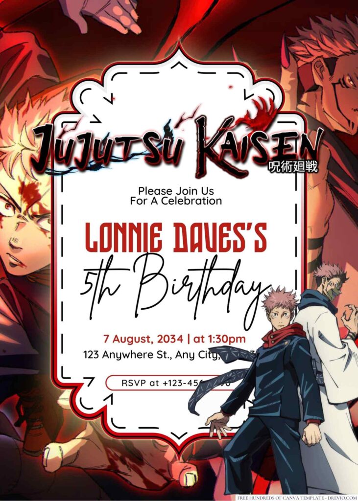 Jujutsu Kaisen Birthday Invitation
