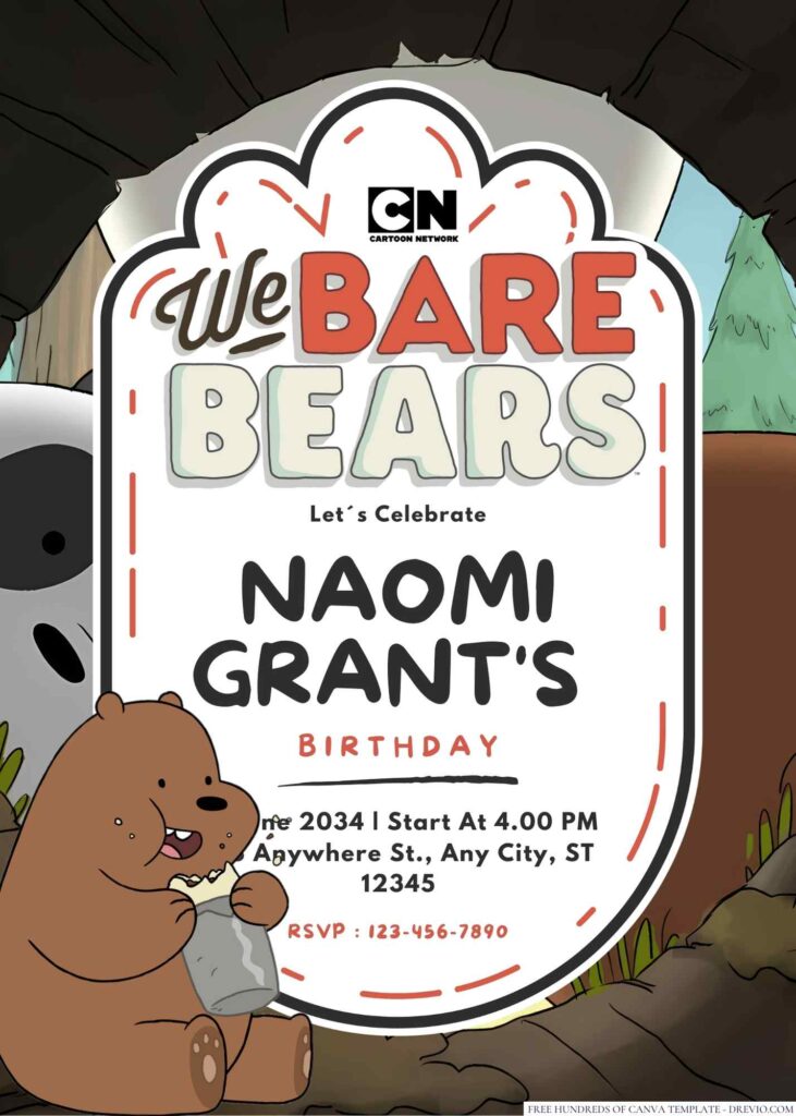 We Bare Bears Birthday Invitation