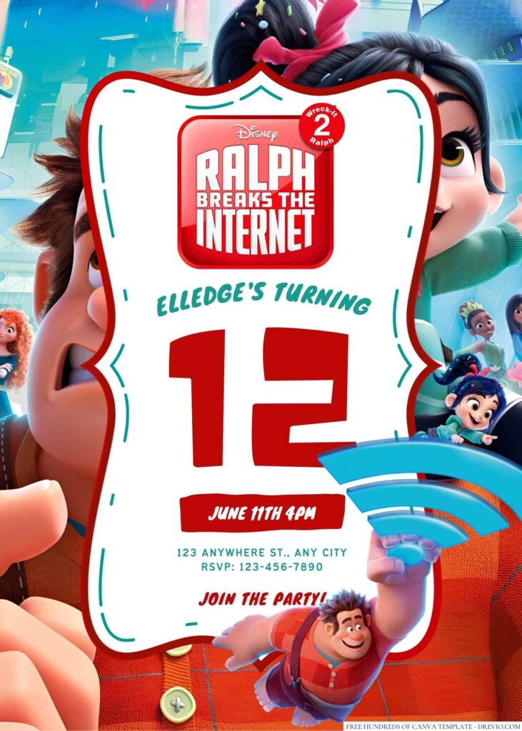 Ralph Breaks the Internet Birthday Invitation