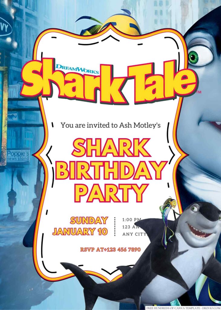 Shark Tale Birthday Invitation