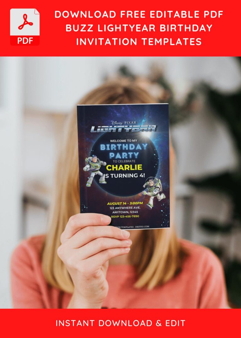 (Free Editable PDF) Disney Buzz Lightyear Birthday Invitation Templates J