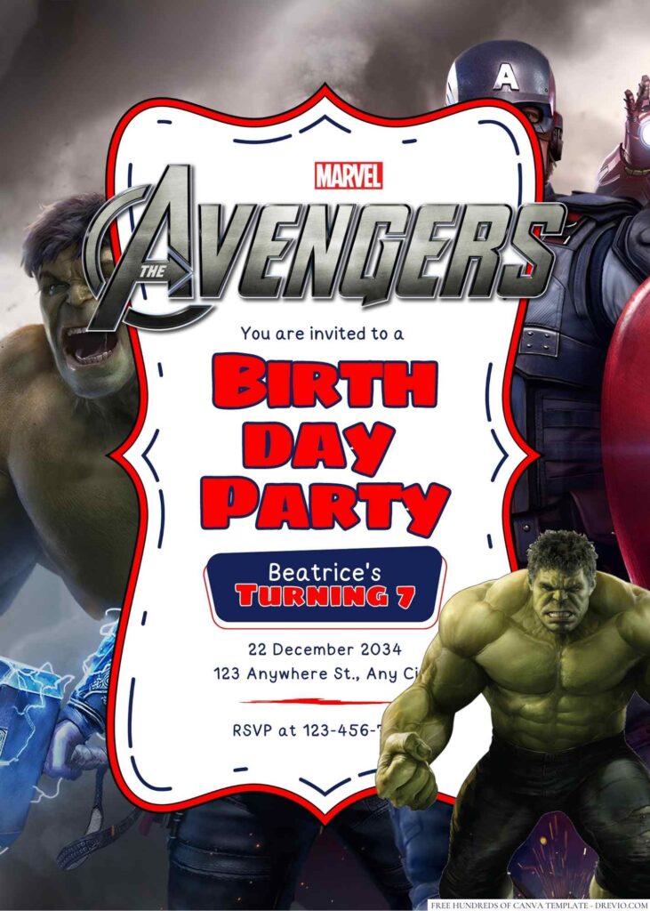 The Avengers Birthday Invitation