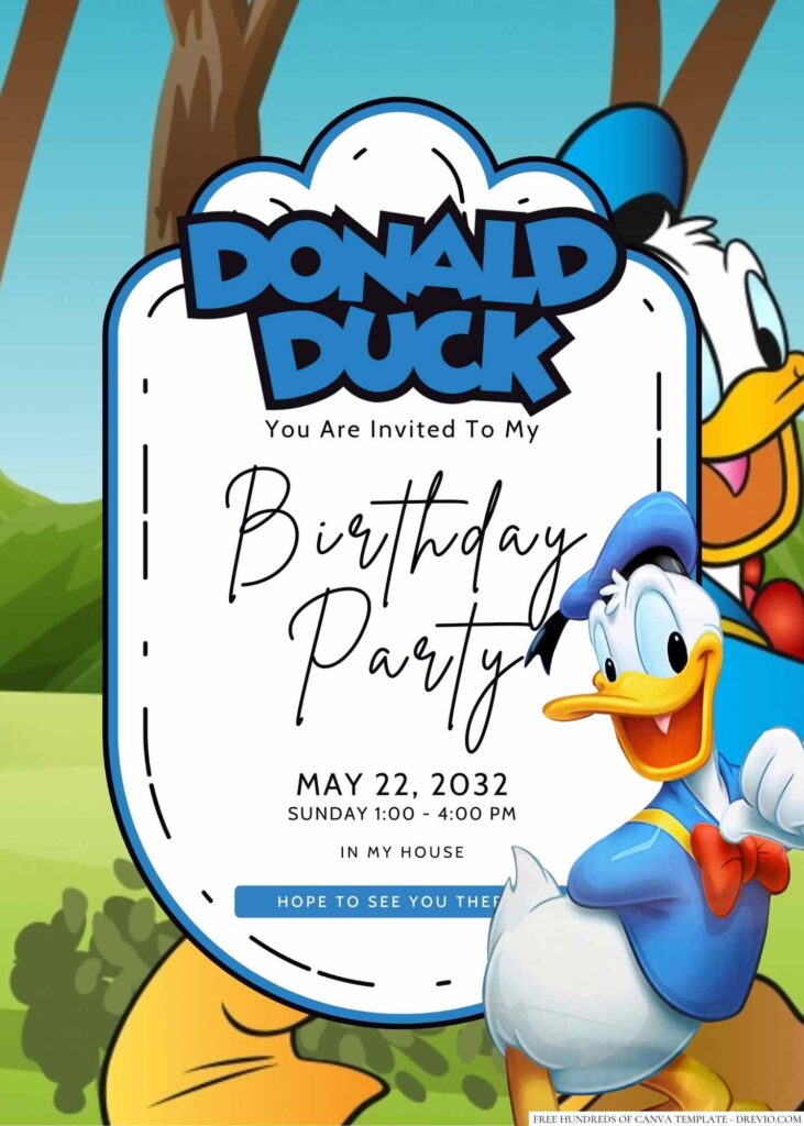 Donald Duck Birthday Invitation