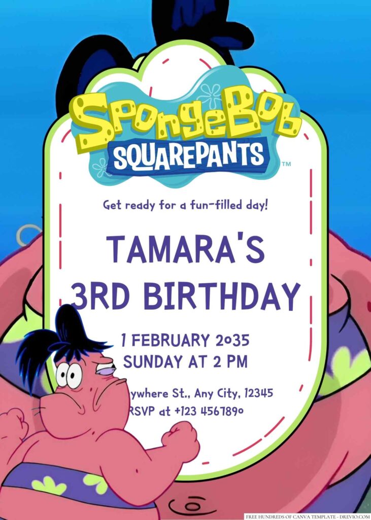 Patrick's sister Sam Star Cheeks Birthday Invitation