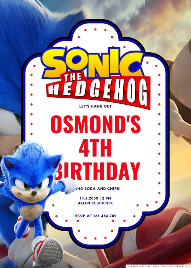 Sonic the Hedgehog Birthday Invitation