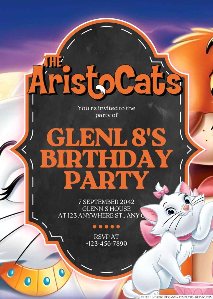The Aristocats Birthday Invitation
