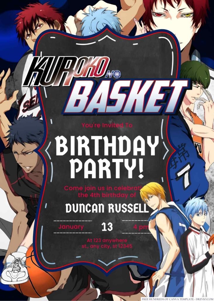 Kuroko no Basket Birthday Invitation