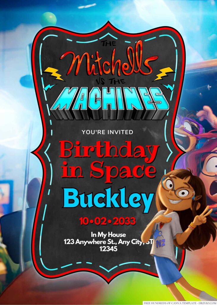 The Mitchells vs. the Machines Birthday Invitation