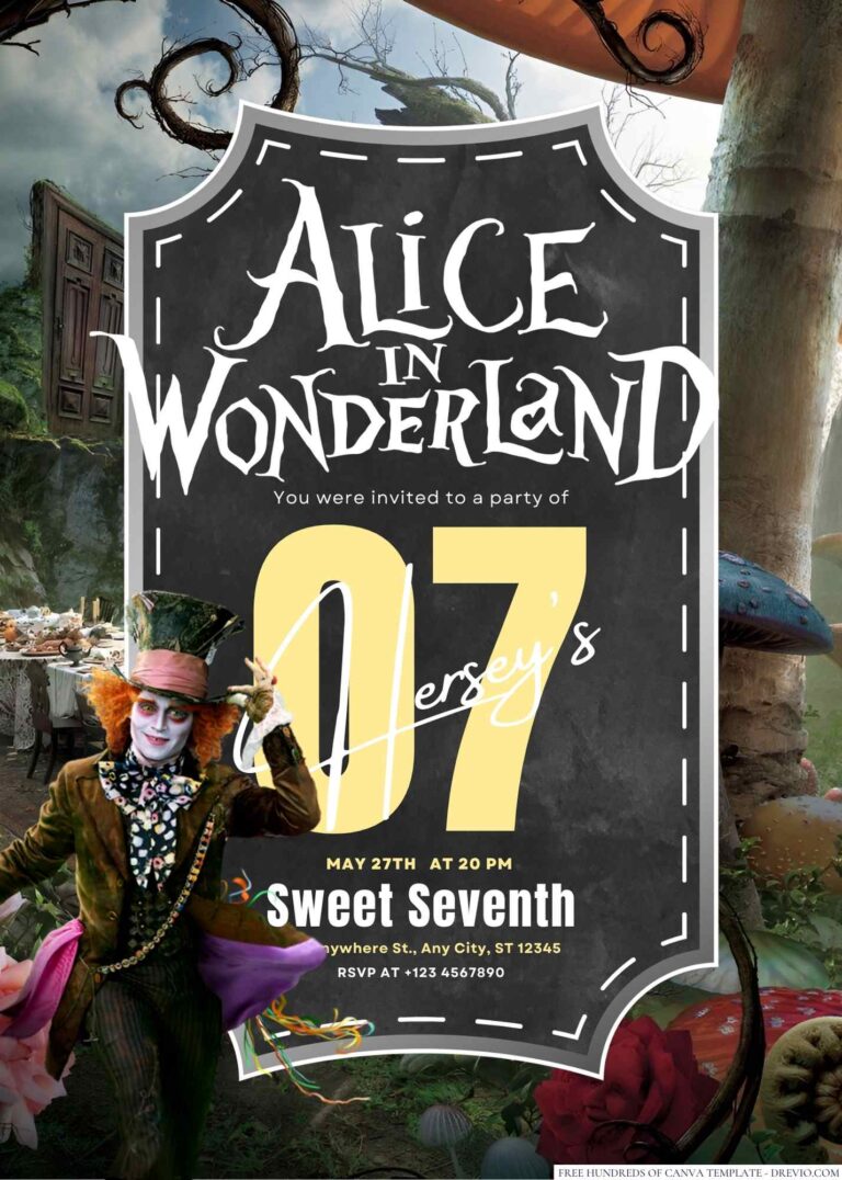 Alice in Wonderland Birthday Invitation
