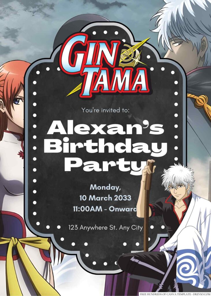 Gintama Birthday Invitation