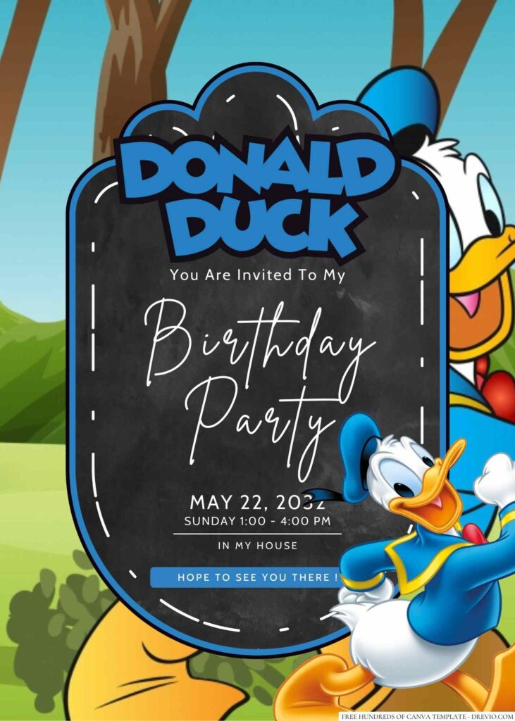 Donald Duck Birthday Invitation