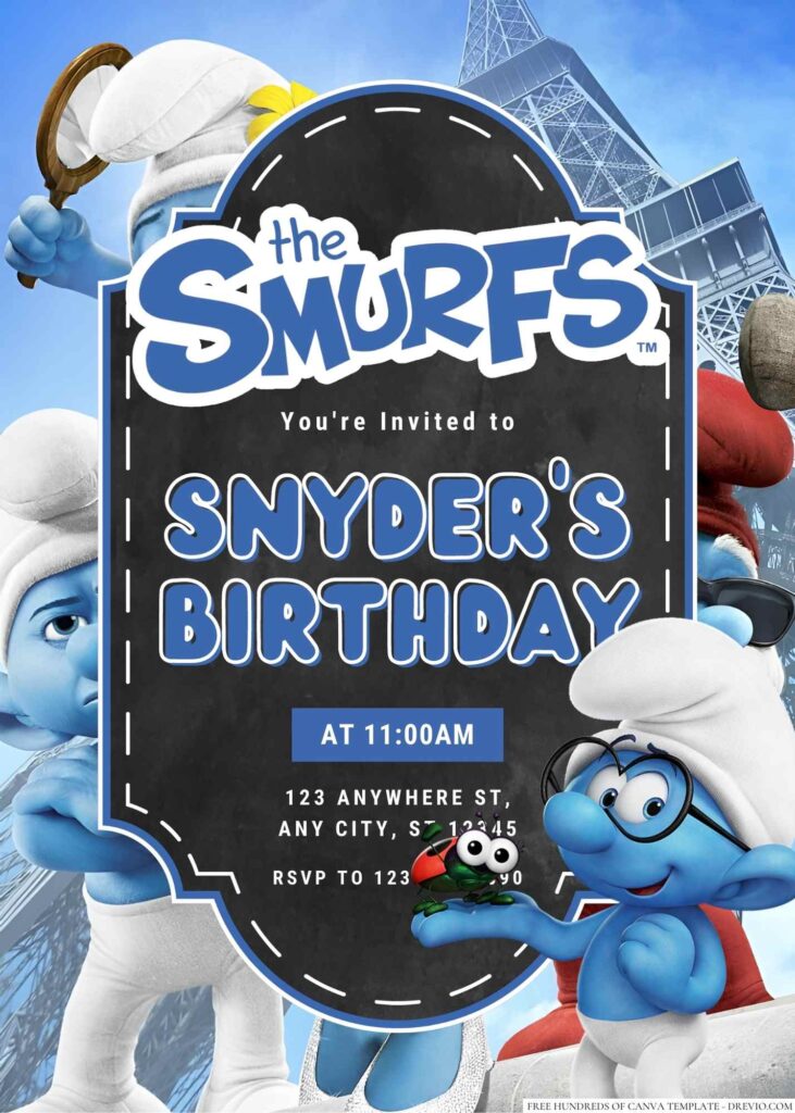 The Smurfs Birthday invitation