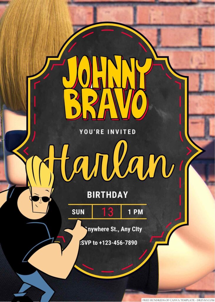 Johnny Bravo Birthday Invitation