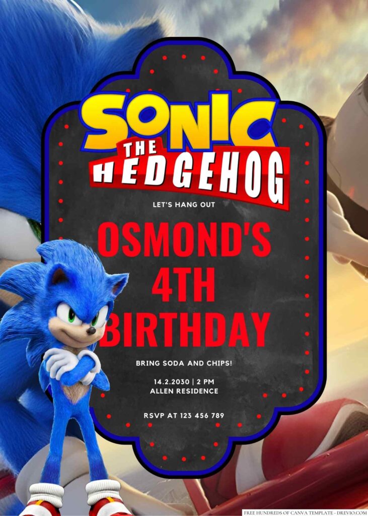 Sonic the Hedgehog Birthday Invitation