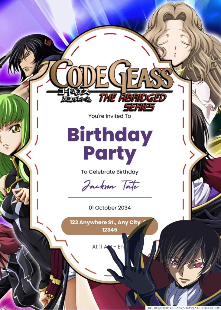 Code Geass Birthday Invitation