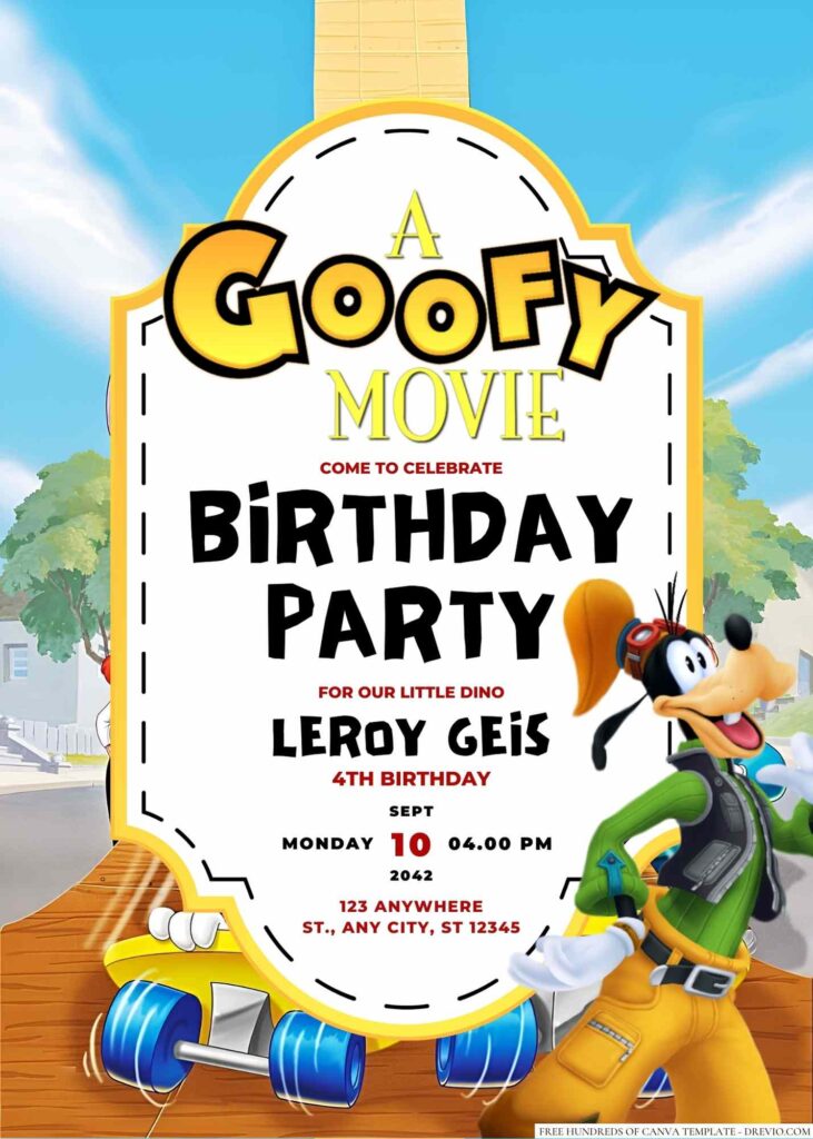 A Goofy Movie Birthday Invitation