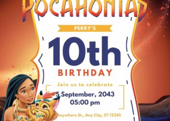 Pocahontas Birthday Invitation