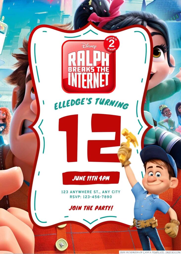 Ralph Breaks the Internet Birthday Invitation