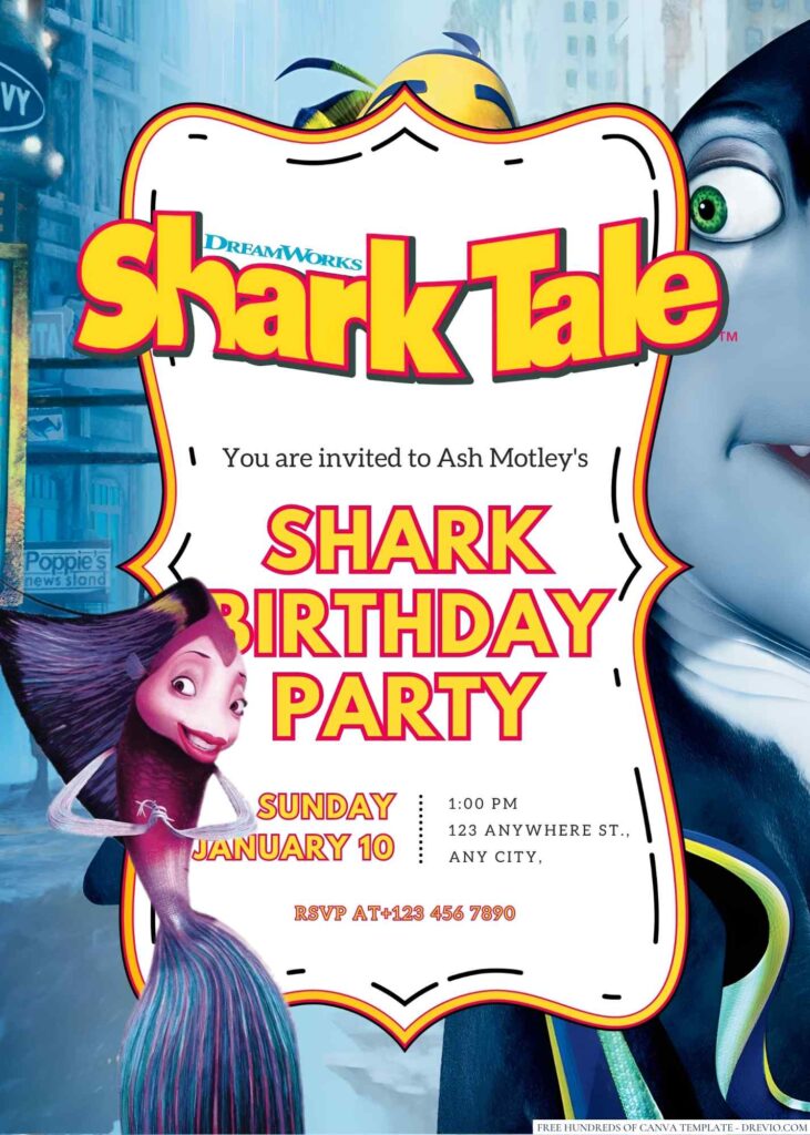 Shark Tale Birthday Invitation