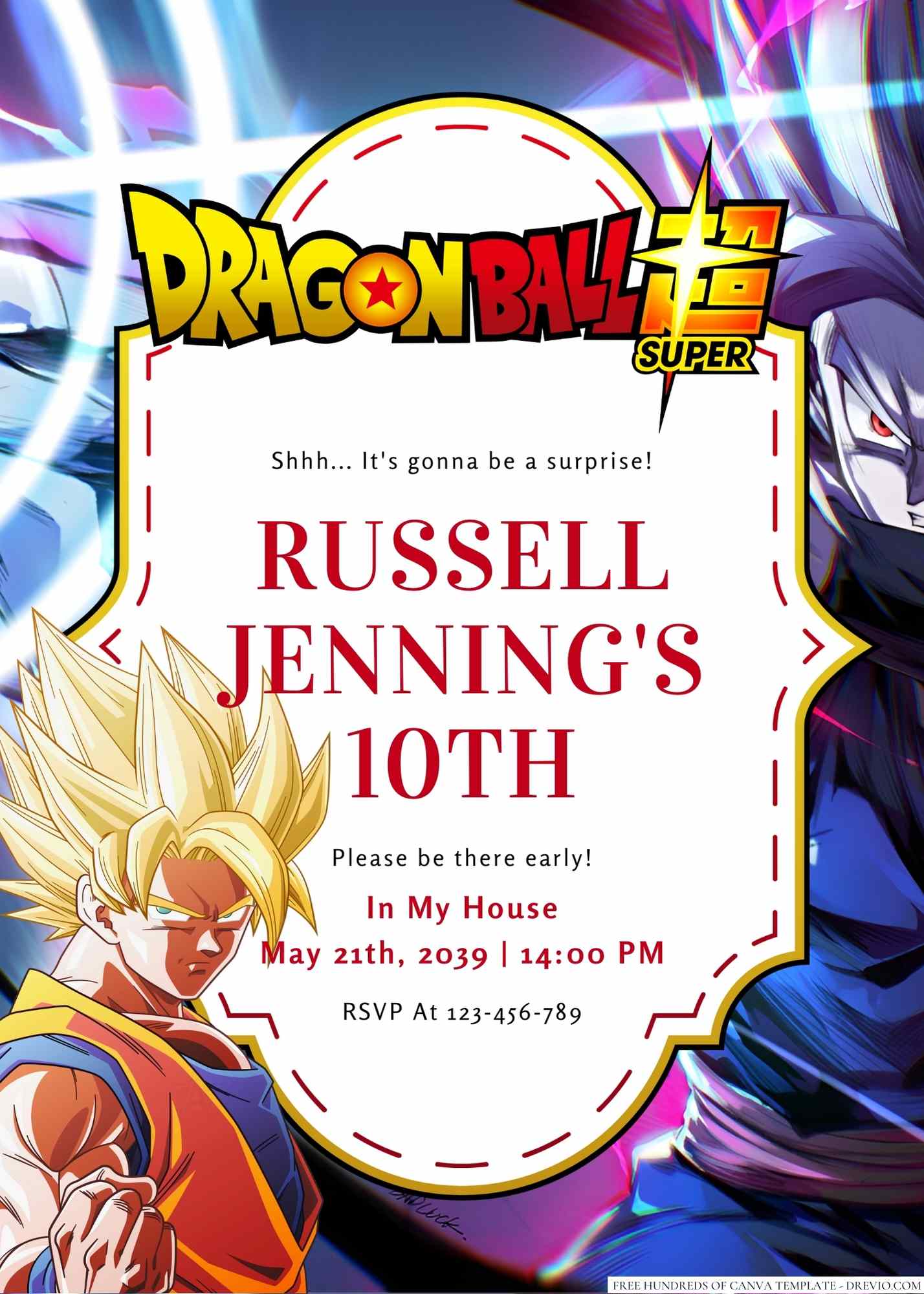 Dragon Ball Super Birthday Invitation