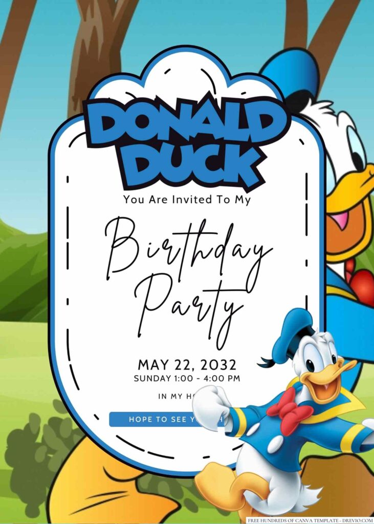 Donald Duck Birthday Invitation