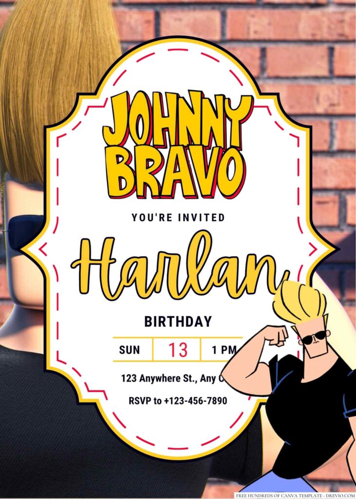 Johnny Bravo Birthday Invitation
